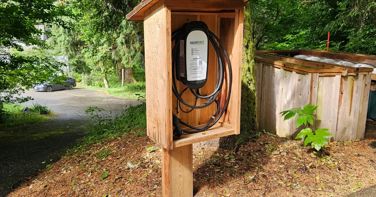 OpConnect EV charger at a multi-family dwelling parking area